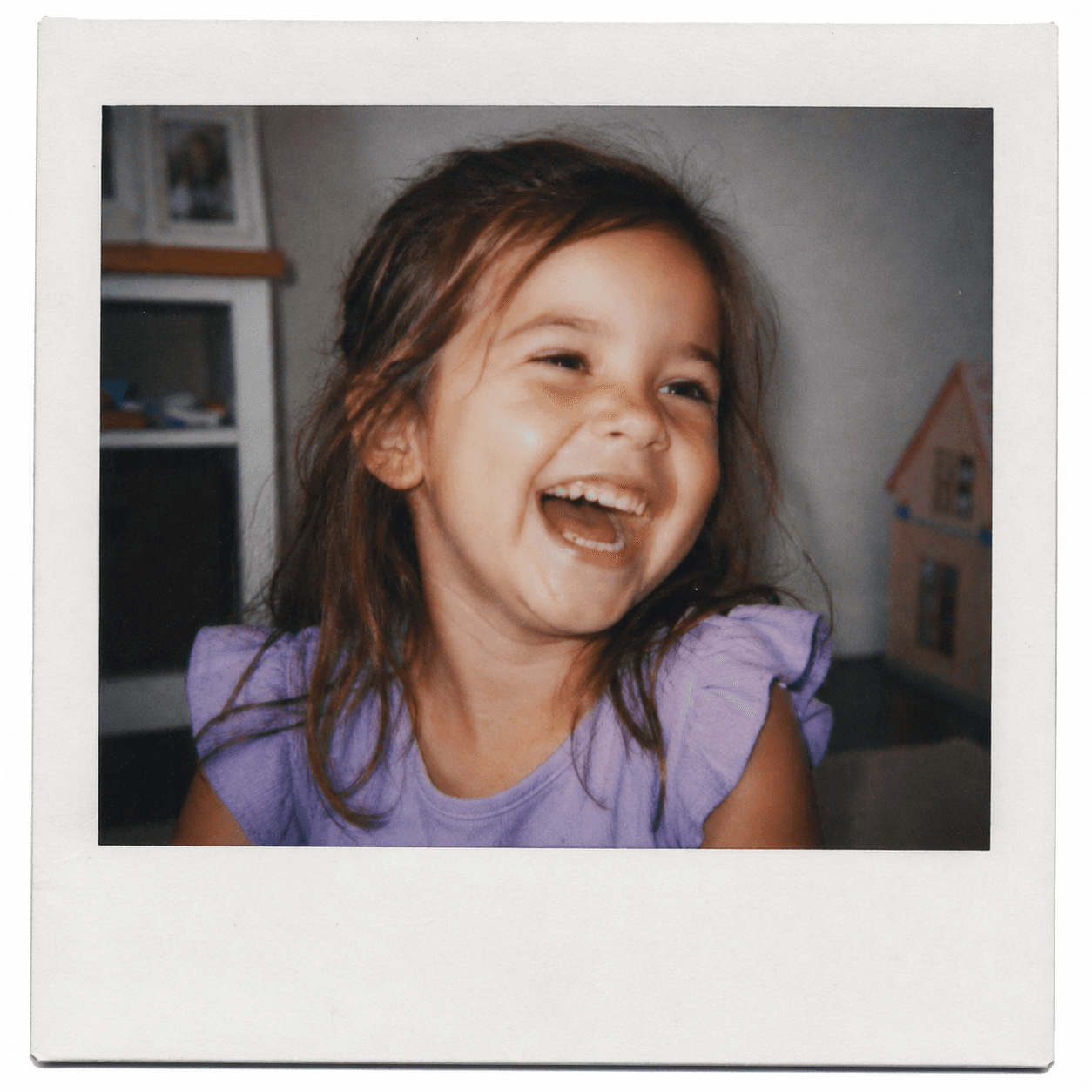 A child mid-laugh, illustrated for an oracle deck