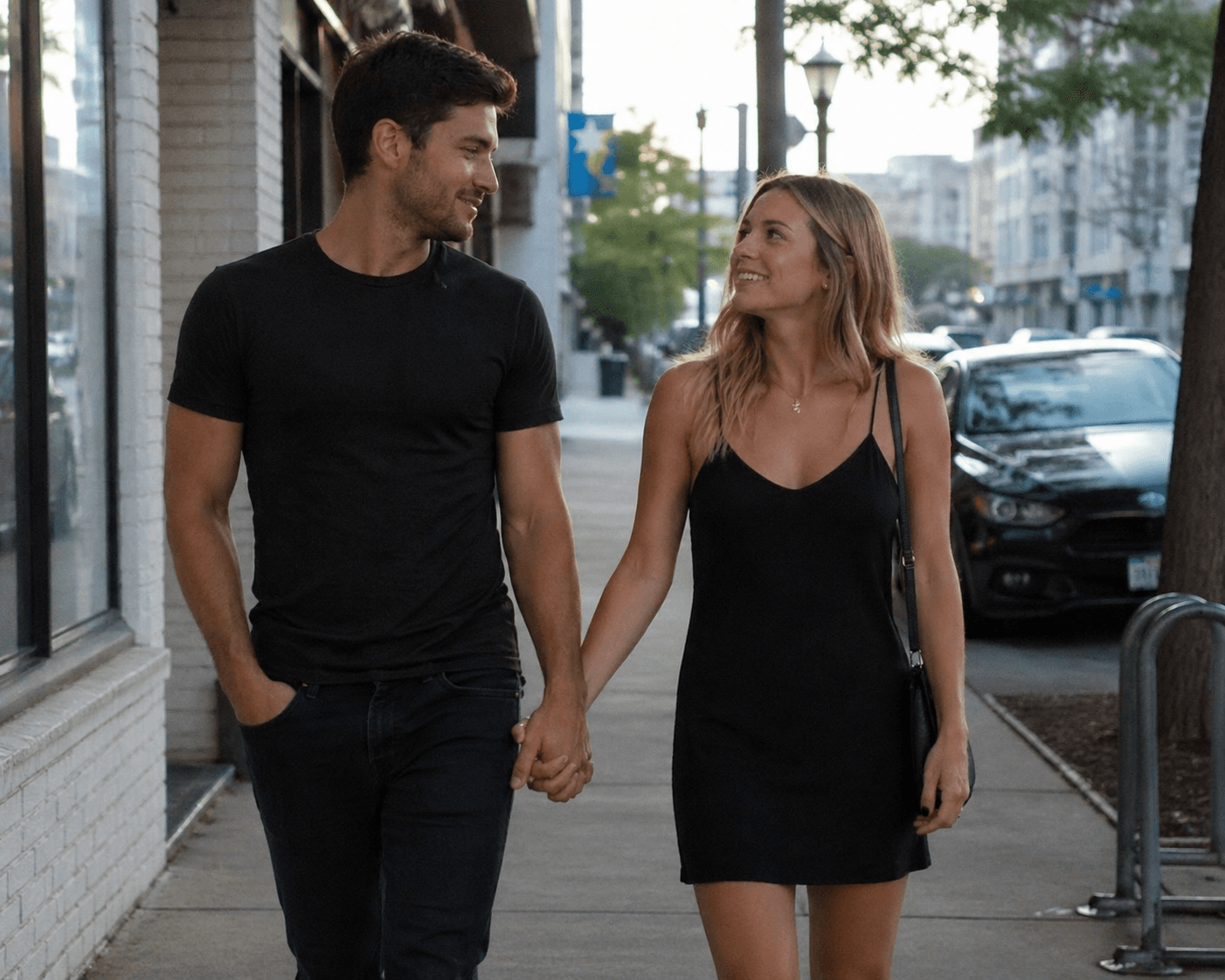 A couple together, illustrated as a card