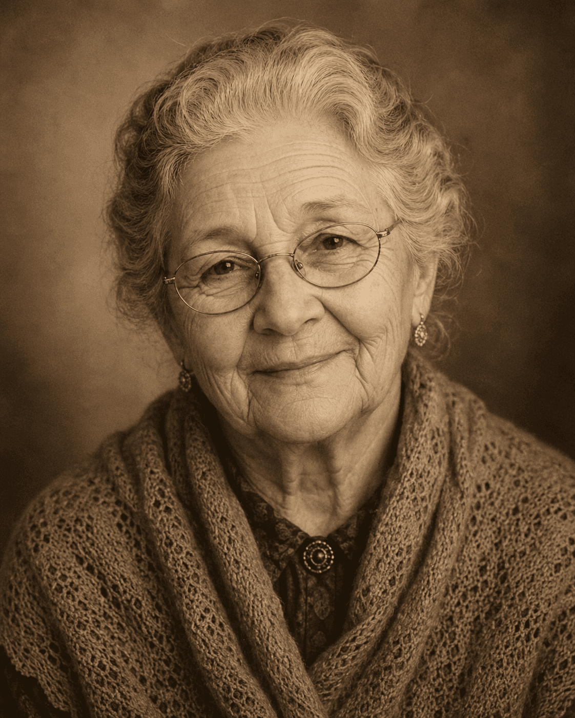 A grandmother's portrait reimagined as a card